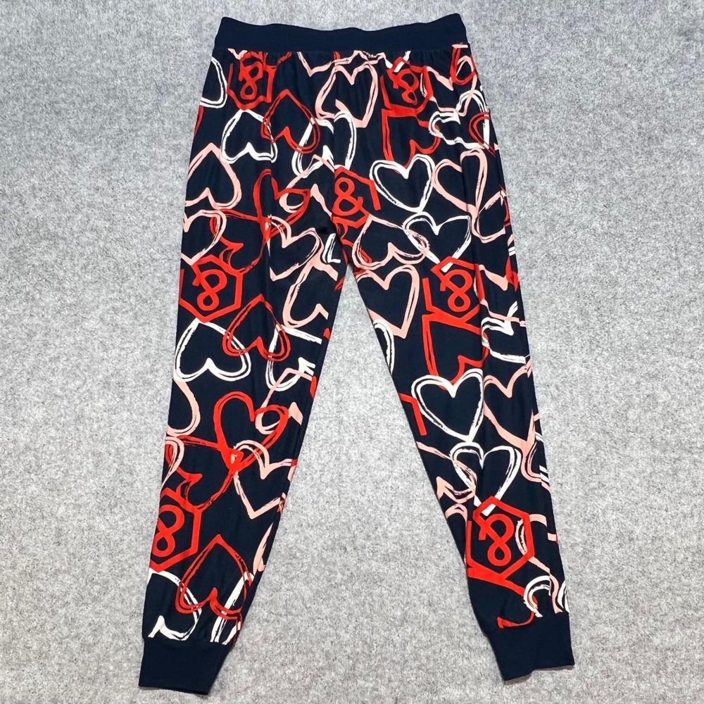 Agnes & Dora Heart Print Jogger Pants Navy Cozy Lounge Drawstring Womens Large - Picture 3 of 6